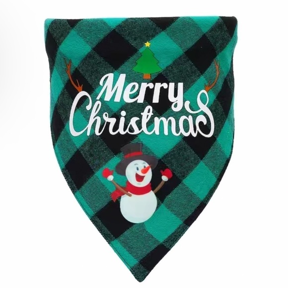 Christmas Dog Bandanna Tartan Plaid Merry Christmas Graphic Tie On Green 19" OS - Picture 9 of 13